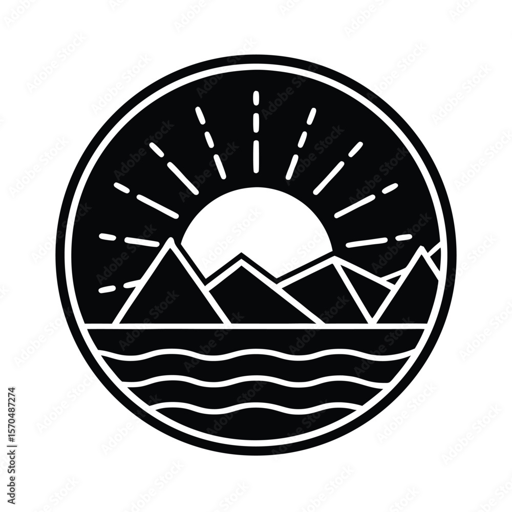 Fototapeta premium Polar Sunrise Icon Outline Vector Illustration