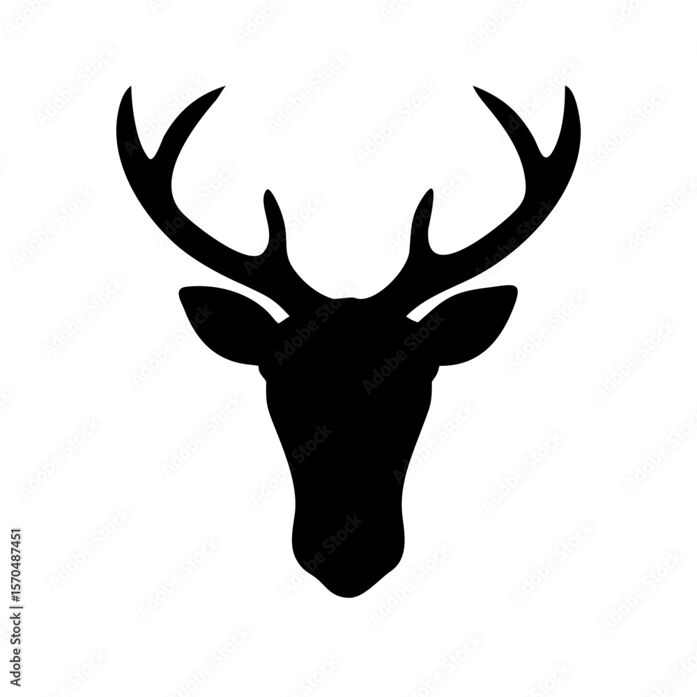 Naklejka premium Single color deer head silhouette icon for nature-based use