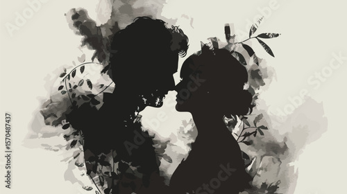Silhouettes of a two lovers