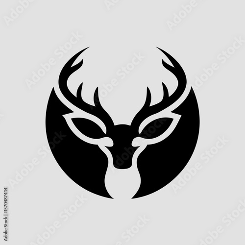 Single color deer head silhouette icon for nature-based use