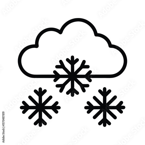 Snowfall Line Icon Outline Vector Illustration