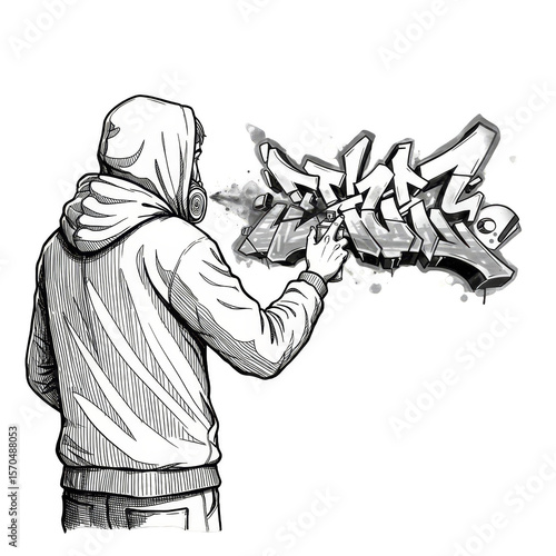Graffiti Artist Spraying Paint Urban Art Illustration Transparent PNG