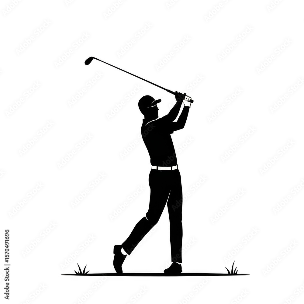 Obraz premium Golfer Silhouette Swinging Golf Club Sport Silhouette Transparent PNG