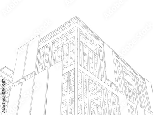 Concrete Slab Foundation Section with Rebar and Floor Joists – Seismic Housing Cutaway Drawing – Japan