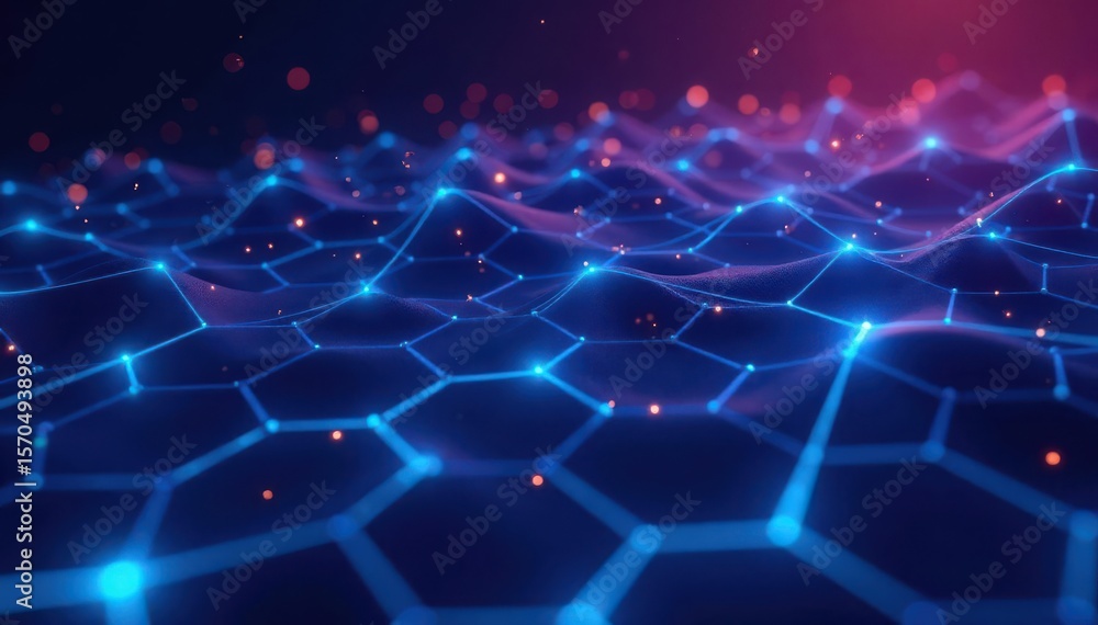Obraz premium Intricate blue lines form glowing grid, digital backdrop , network, innovation
