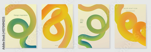 Modern gradient poster background vector set. Cover template with vibrant wavy line. Modern Design for wall art, flyers, brochures, covers and web banners.