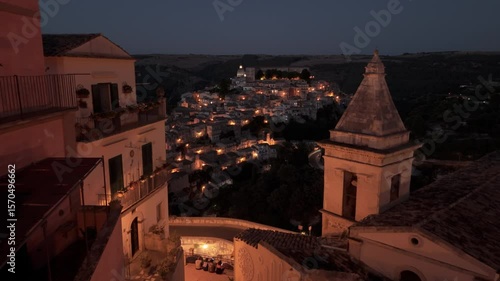 night flying towards Ragusa Ibla in Sicily