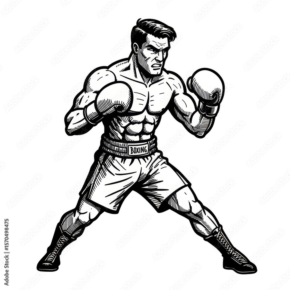 Fototapeta premium Illustration of Boxer Man in Fighting Sport Training on Transparent