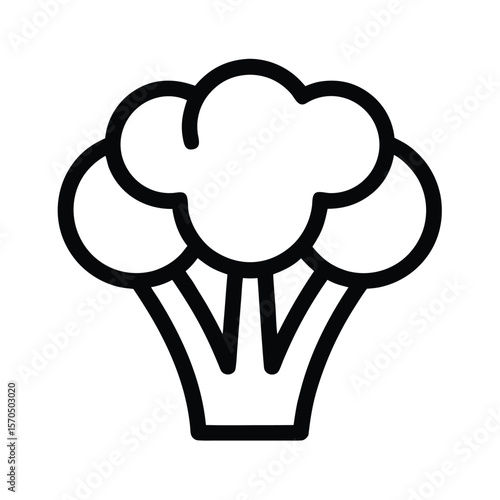 Broccoli Floret Outline Vector Illustration