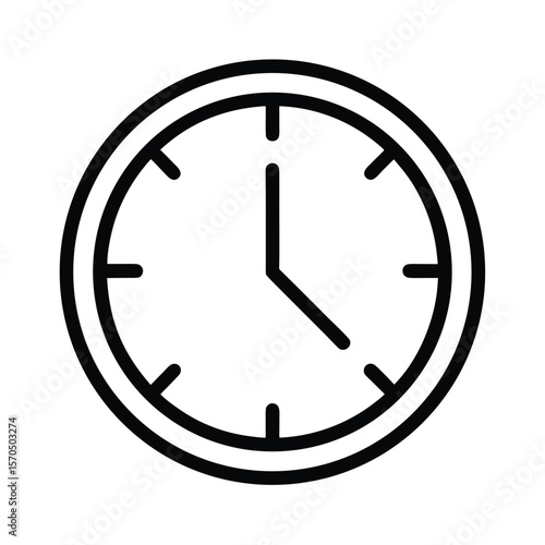 Clock With Hour And Minute Hands Vector Illustration
