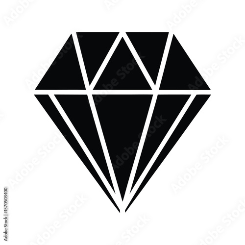 Diamond With Facets Outline Vector Illustration