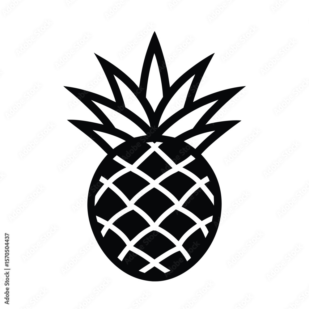 Fototapeta premium Pineapple With Spiky Leaves Vector Illustration