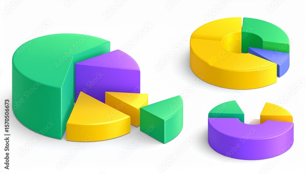 Obraz premium Set of 3D Set of realistic infographic elements in different style. Histogram, 