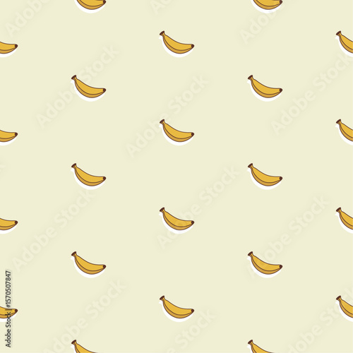 バナナ柄のシームレスパターン2　線あり