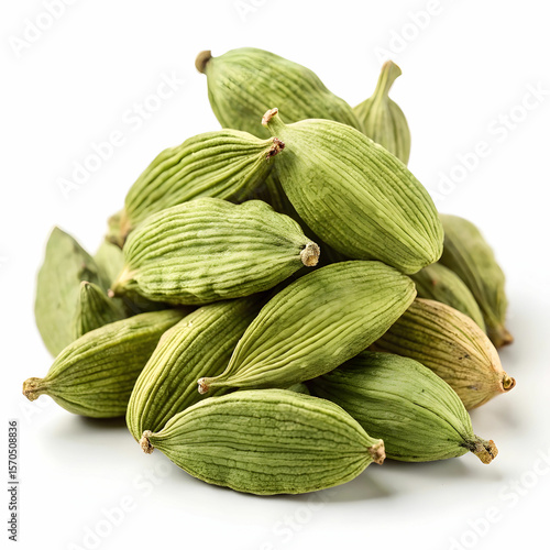 Wallpaper Mural pile of green cardamom pods on white background Torontodigital.ca
