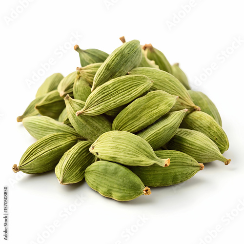 Wallpaper Mural pile of green cardamom pods on white background Torontodigital.ca
