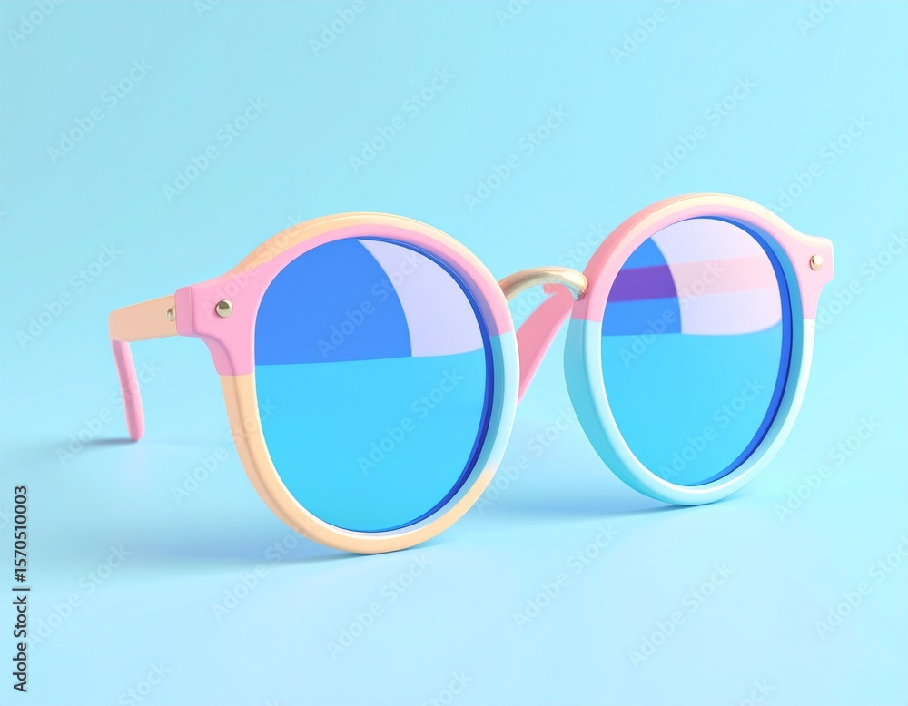 Fototapeta premium 3d render illustration of funny sunglasses. Retro 80's style. Cute and pastel colors