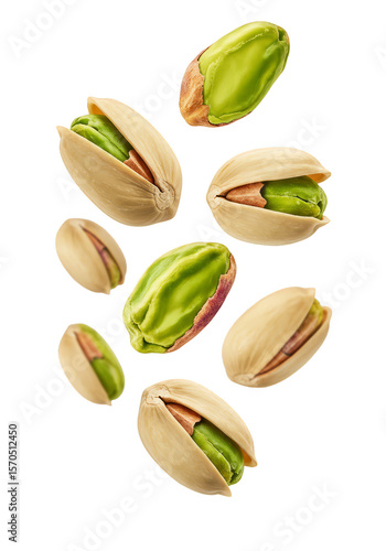 Isolated Pistachio Nut Transparent Background Falling Green Shell Snack