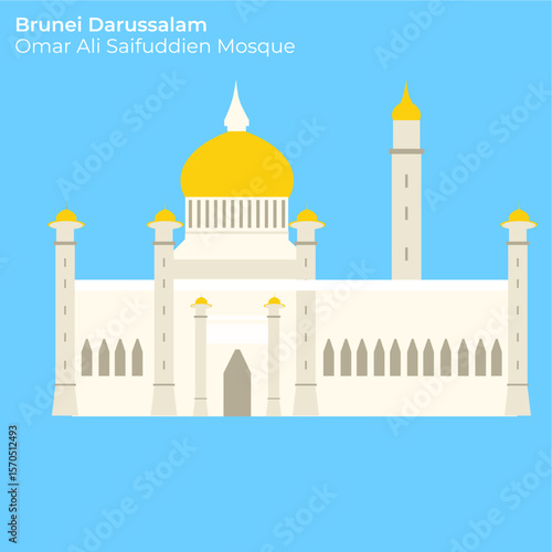 Φωτογραφία Vector Illustration of Omar Ali Saifuddien Mosque in Brunei capital,