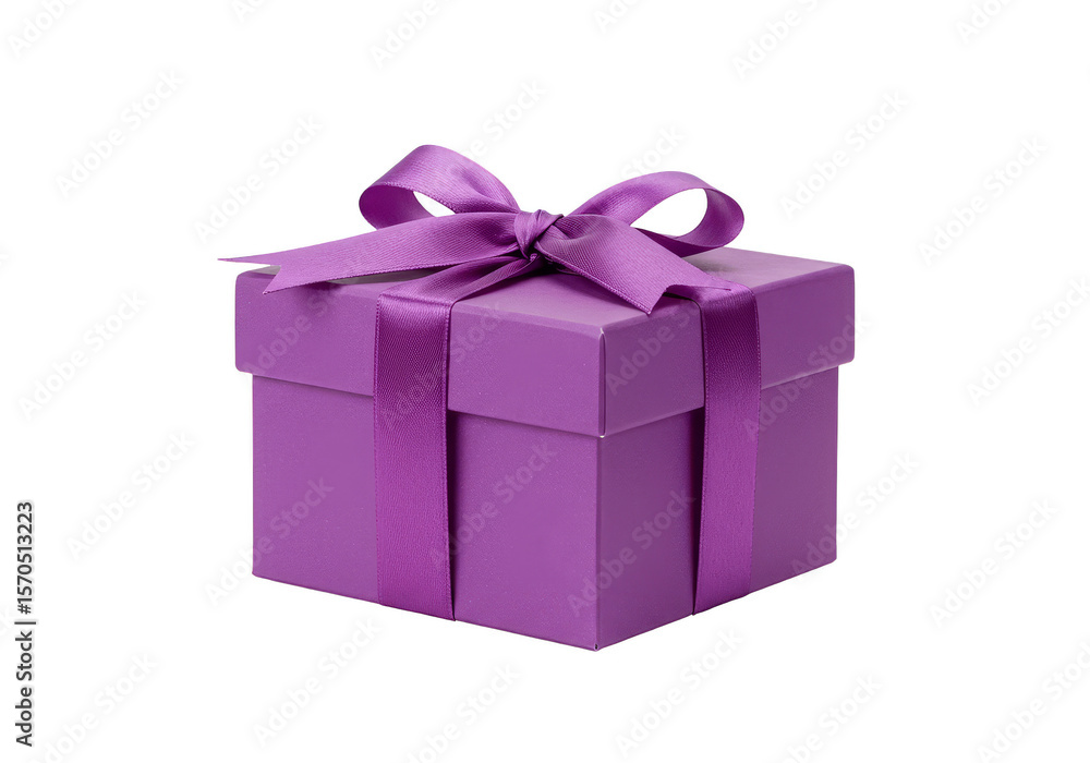 Isolated Purple Gift Box with Ribbon Bow Decoration and Present Isolated Purple Gift Box with Ribbon Bow Decoration and Present
