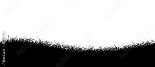 Silhouette of grass field border illustration on transparent background.