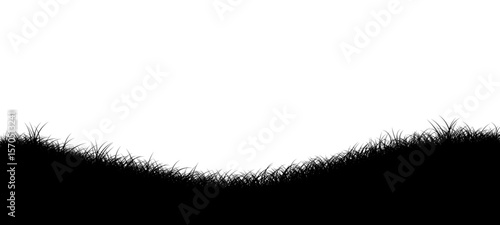 Silhouette of grass field border illustration on transparent background.