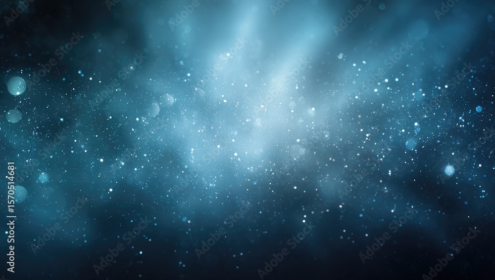 Naklejka premium Deep blue nebula-like background with glittering particles