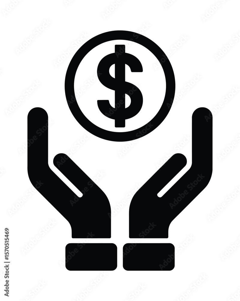 Hands holding dollar icon Hands holding dollar icon