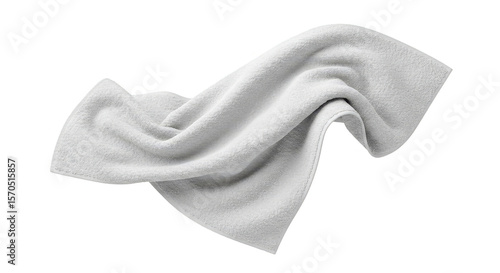 Isolated 3D Render of White Fluffy Cotton Towel Transparent Background