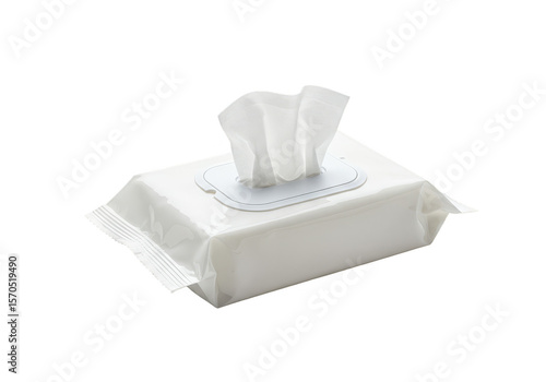Isolated Pack of Wet Wipes on Transparent Background Studio Shot