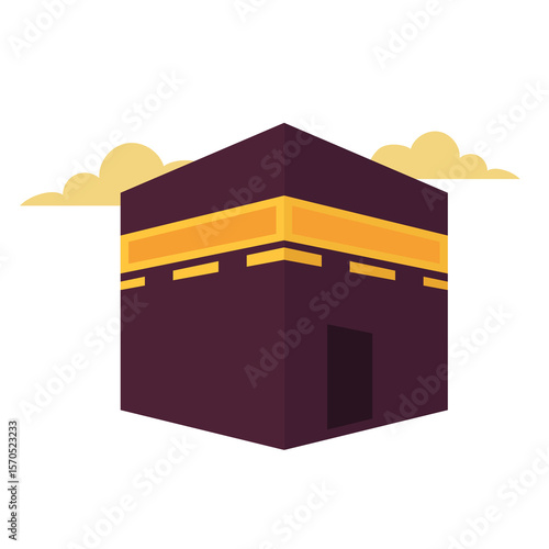 Kaaba vector illustration in flat style, mecca pilgrimage icon for hajj and umrah, kaaba icon, kaaba clip art, gambar ka'bah kartun