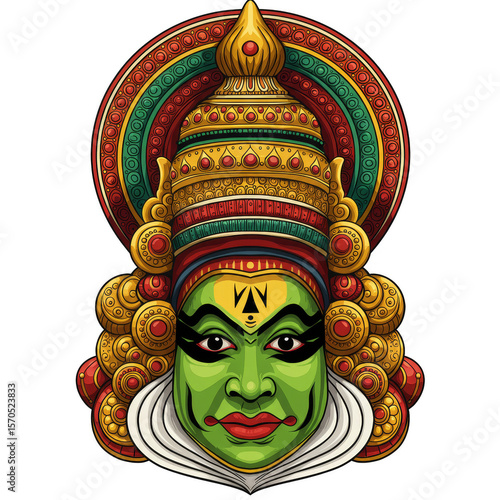 Kathakali Dancer Face Kerala India Traditional Art Transparent Background