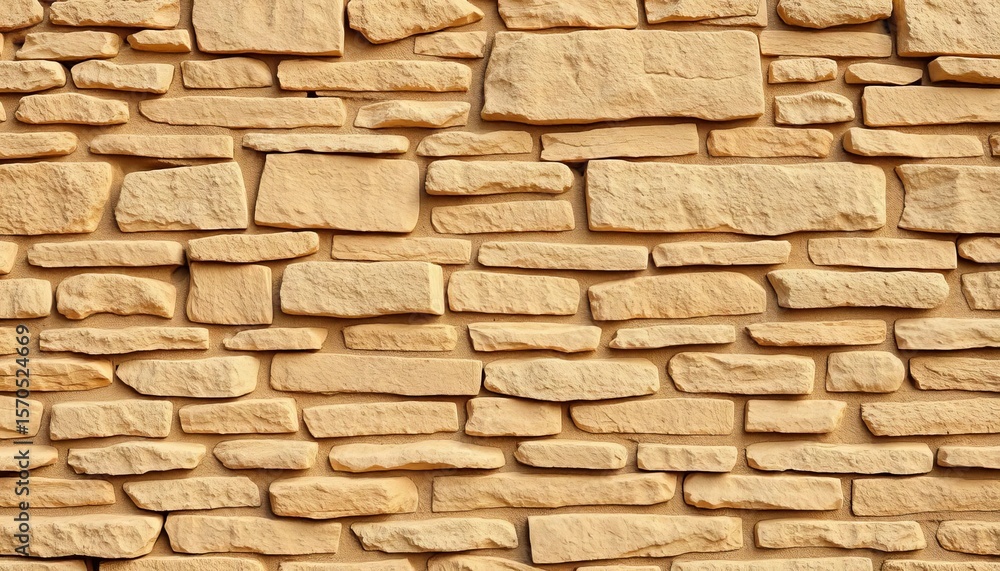 Obraz premium Rough-hewn stone wall texture, seamless pattern, masonry texture, beige stone