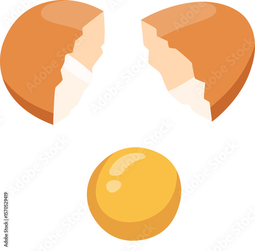 Craked Chicken Egg Cartoon Illustration

