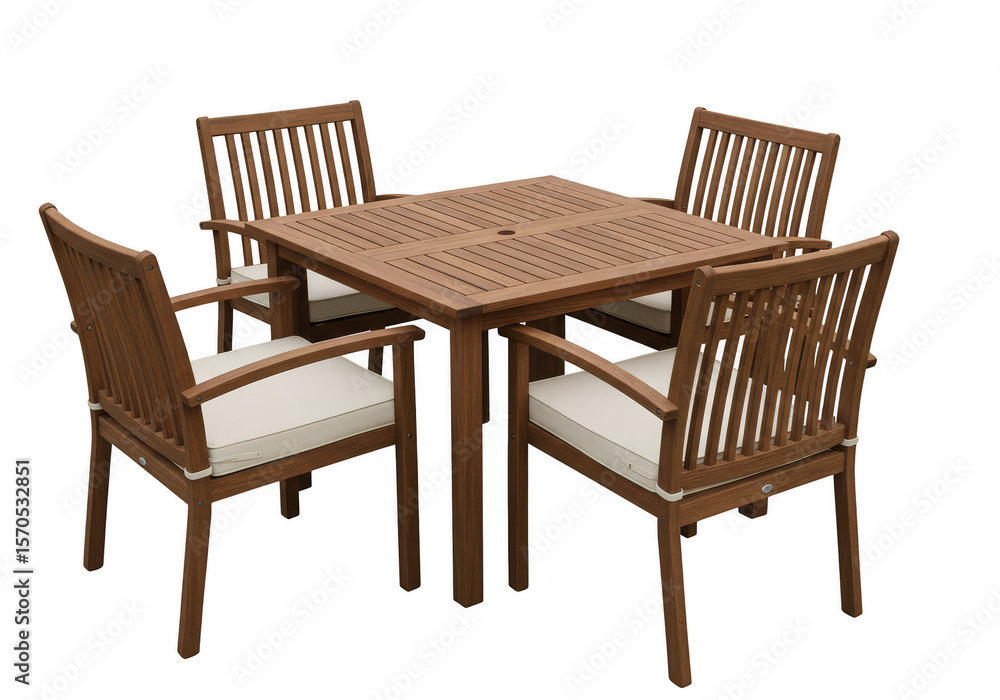 Realistic Outdoor Wooden Table with Four Chairs Transparent PNG Realistic Outdoor Wooden Table with Four Chairs Transparent PNG