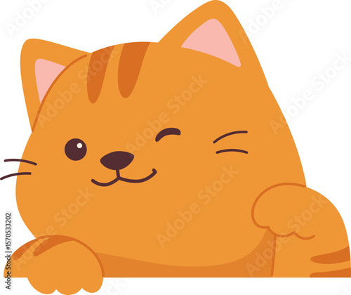 Cute cat peeking and winking eye

