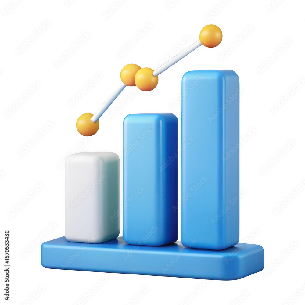 3d rendered bar chart with upward trend line 3d rendered bar chart with upward trend line