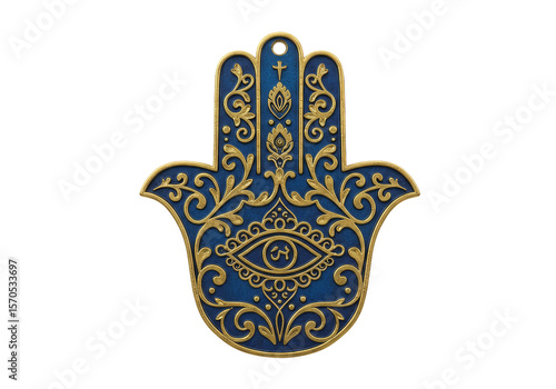 Ornate Hamsa Hand Evil Eye Symbol of Protection Illustration