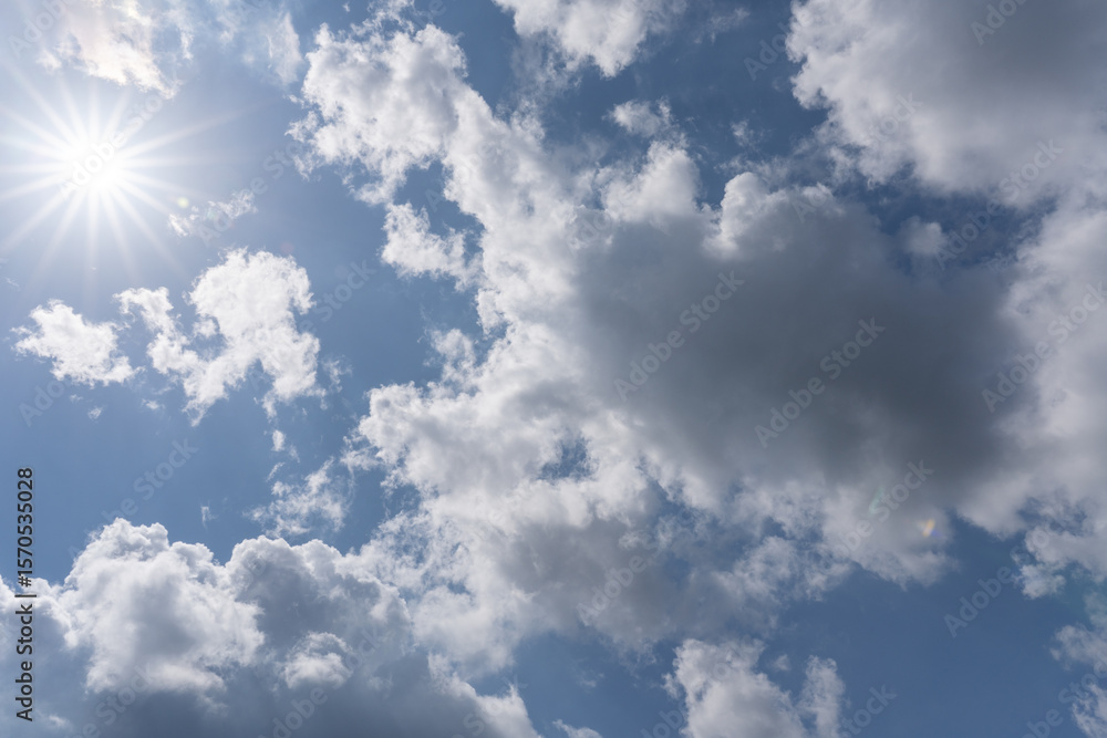 Obraz premium Blue sky and white clouds background.