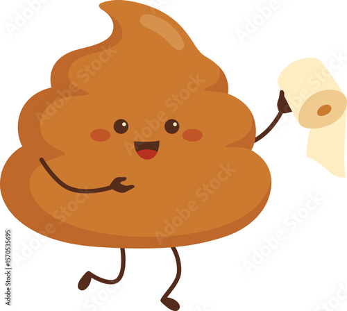 Cute poop character carrying tissue

