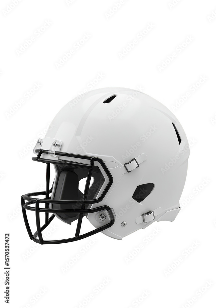 Fototapeta premium Protective White Football Helmet Sport Safety Equipment Transparent PNG