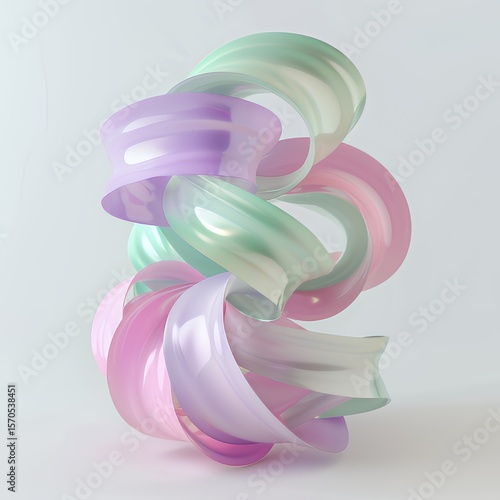 Intertwined Pastel Ribbons in Abstract 3D Design