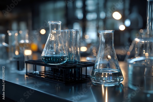 Chemistry Lab with Beakers and Flasks