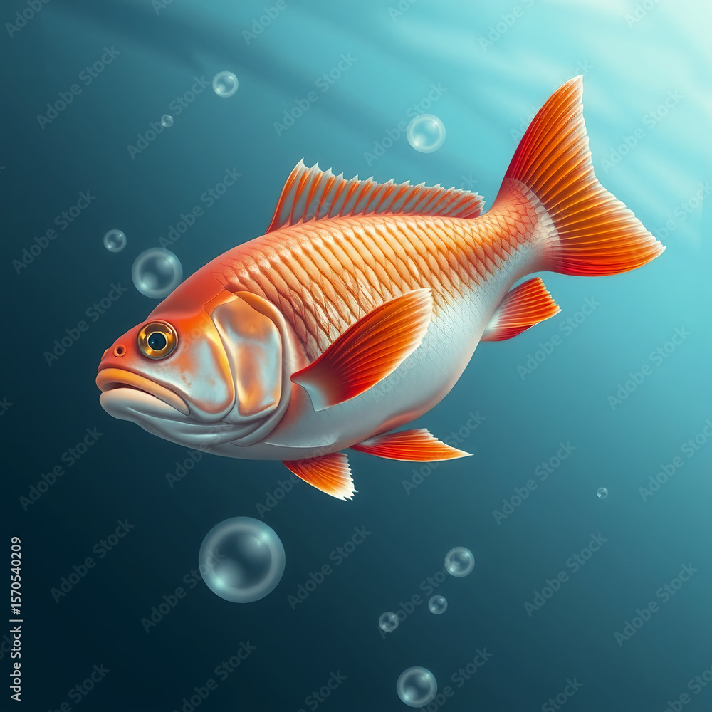 Fototapeta premium Fish swimming in a clear aquarium with vibrant colors and water details