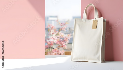 a tote bag with a tag.