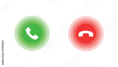 Answer and decline phone call signs. mobile call accept and decline icons. green and red colors ui buttons. vector illustration