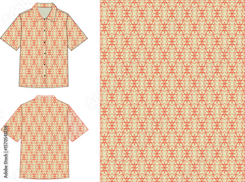 Playful and artistic pattern featuring interlocking red circular lines on a cream background. The hand-drawn style evokes motion and spontaneity — great for casual or artistic fashion pieces.