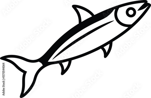 anchovy icon line art vector illustration on transparent background