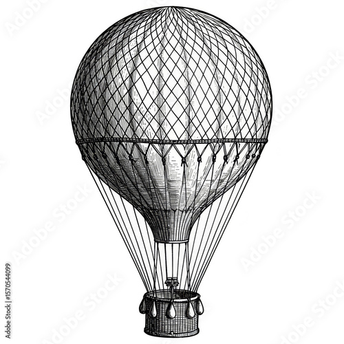 Vintage Hot Air Balloon Travel Adventure Illustration Transparent Background