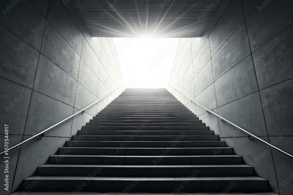 Fototapeta premium Bright Light at the End of a Staircase in Modern Architecture
